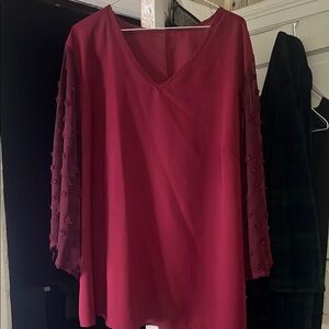 Elegant Burgundy V-Neck Women's Top